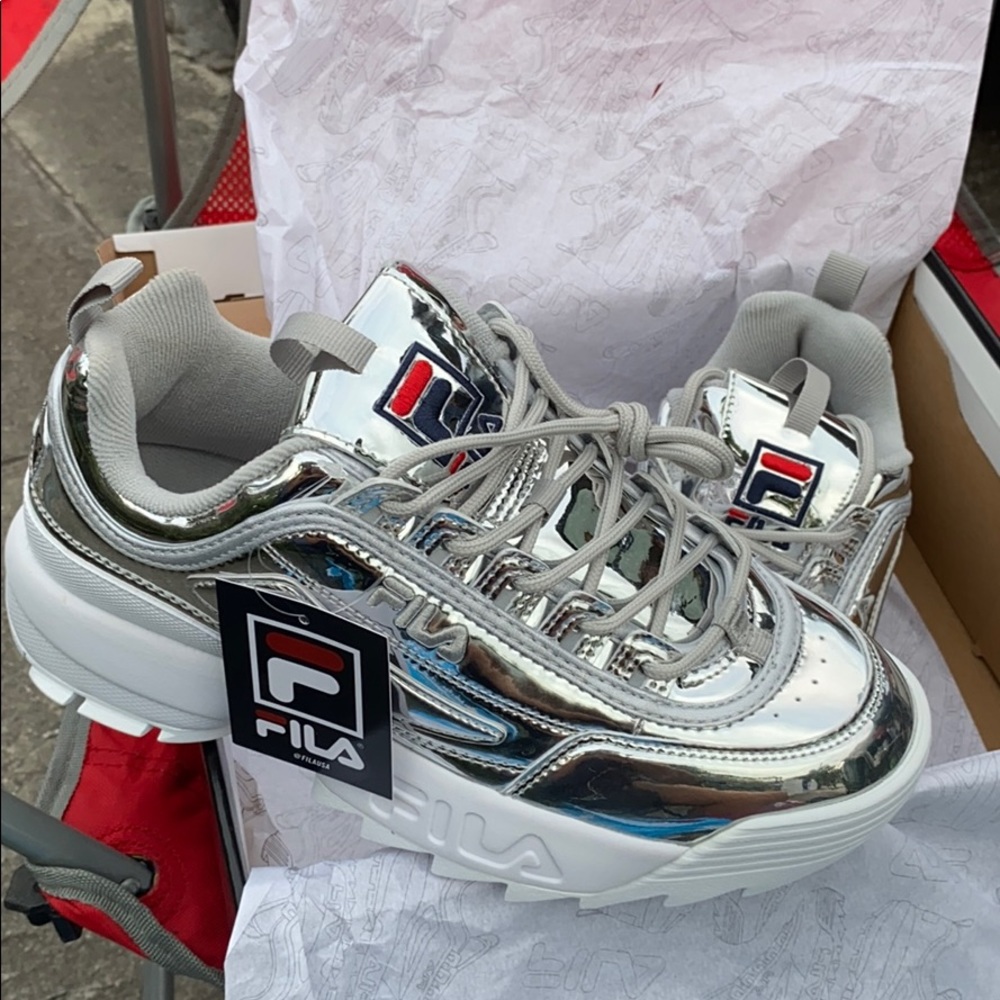 SILVER FILA SHOES METALLIC WOMEN